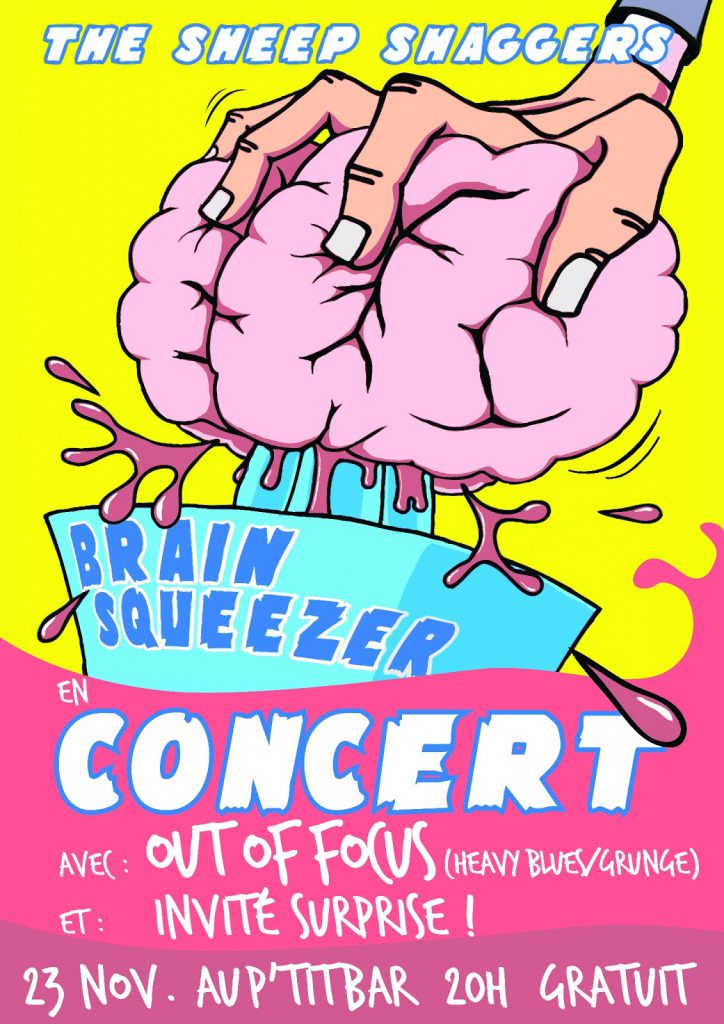 Affiche pour la promotion de l'album Brain Squeezer du groupe The Sheep Shaggers